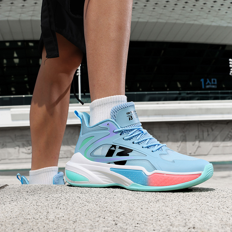 Free Shipping Practical basketball shoes with high top mesh breathable wear-resistant anti slip sports shoes high school basketball training shoes for