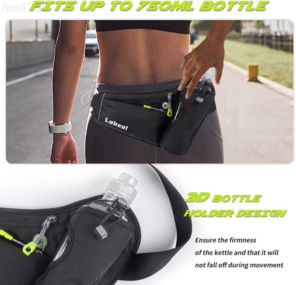 Waist Pack Waterproof Hydration Belt with Water Bottle Holder Adjustable Fanny Pack for Running Hiking Walking Cycling BlackW250912
