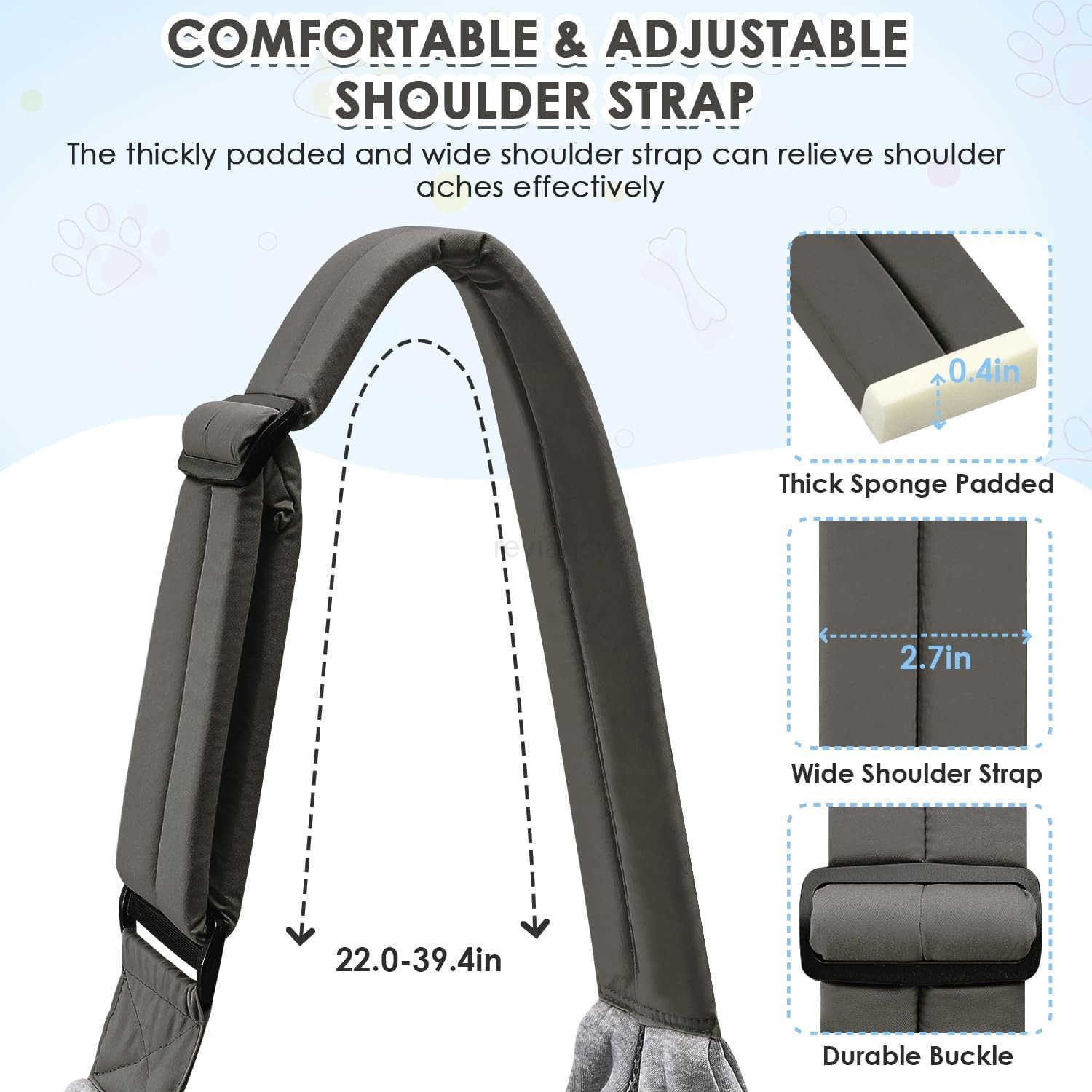 Dog Slings for Small Dogs Adjustable Breathable Puppy Sling with Window Pet Purse with Storage Pocket Safety Leash Fits for Small Dogs Cat up to 12lbs