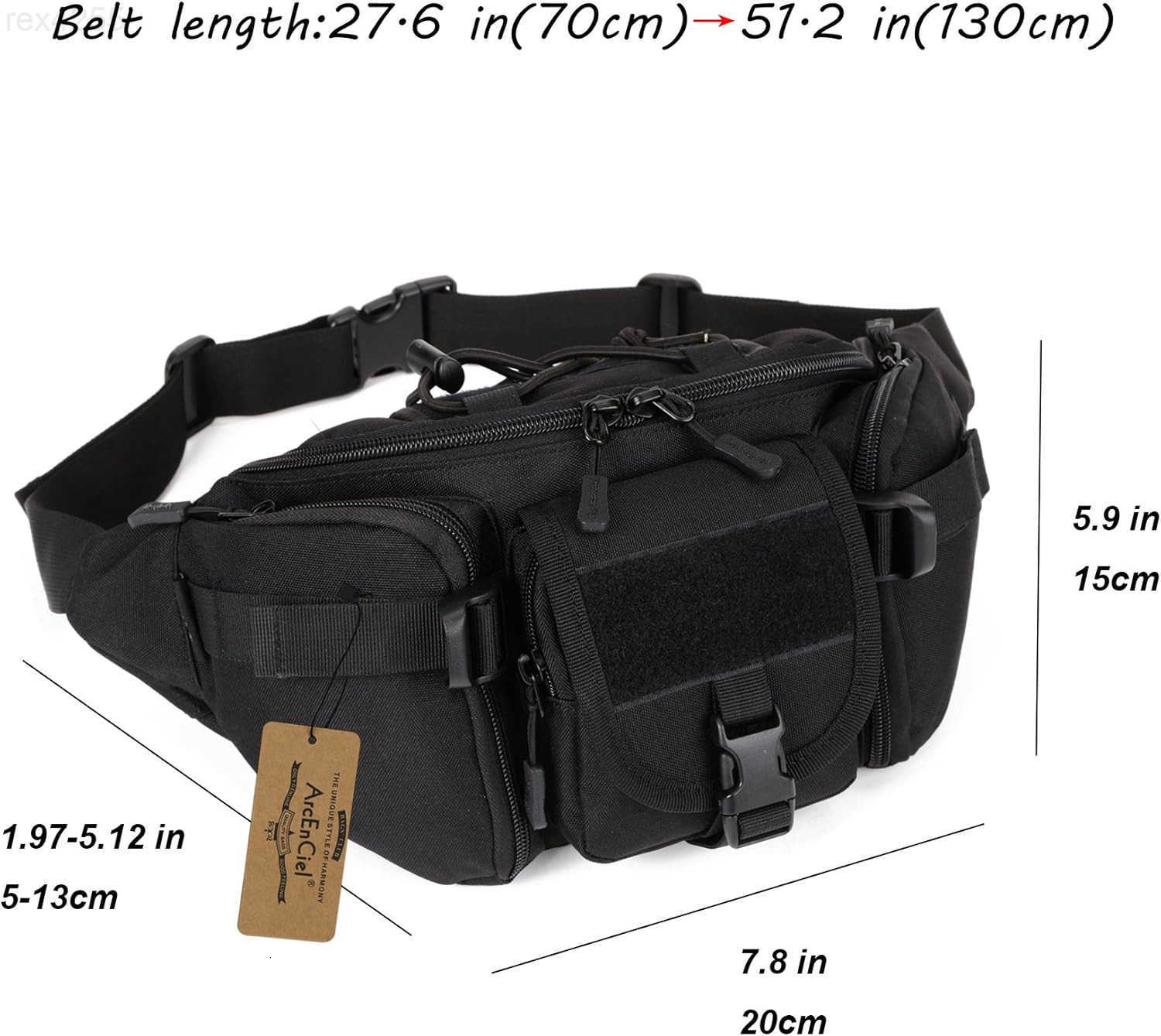 Tactical Fanny Pack for Men Waist Bag Hip Belt Outdoor Hiking Fishing Bumbag with PatchW250912