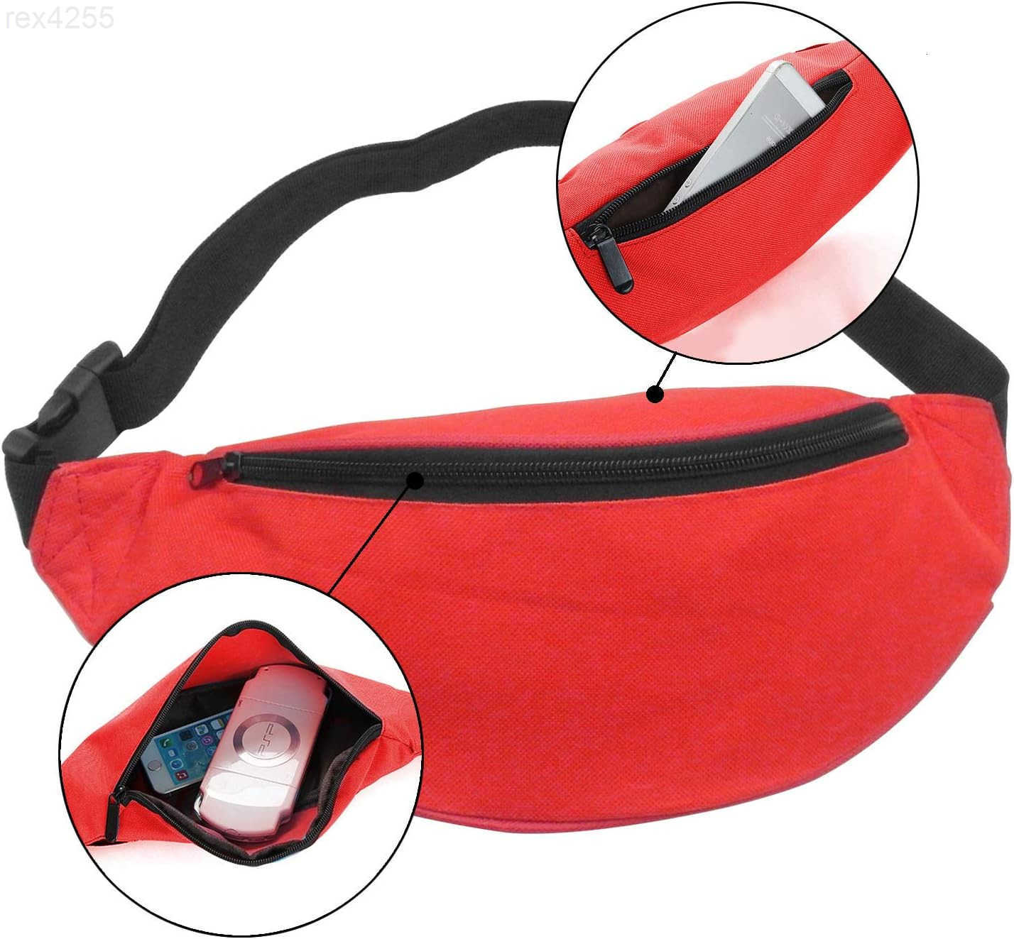Unisex Fanny Pack for Women Men Fashion Sporty Multipurpose 2Zipper Waist Belt Bag Fanny Pack Waist Bag Adjustable Strap for Sport Hiking Traveling Pa