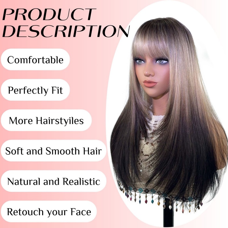 Multiple Colors 26 Inch Synthetic Wig, Full Machine Made with Hand Tied Long Straight Hair