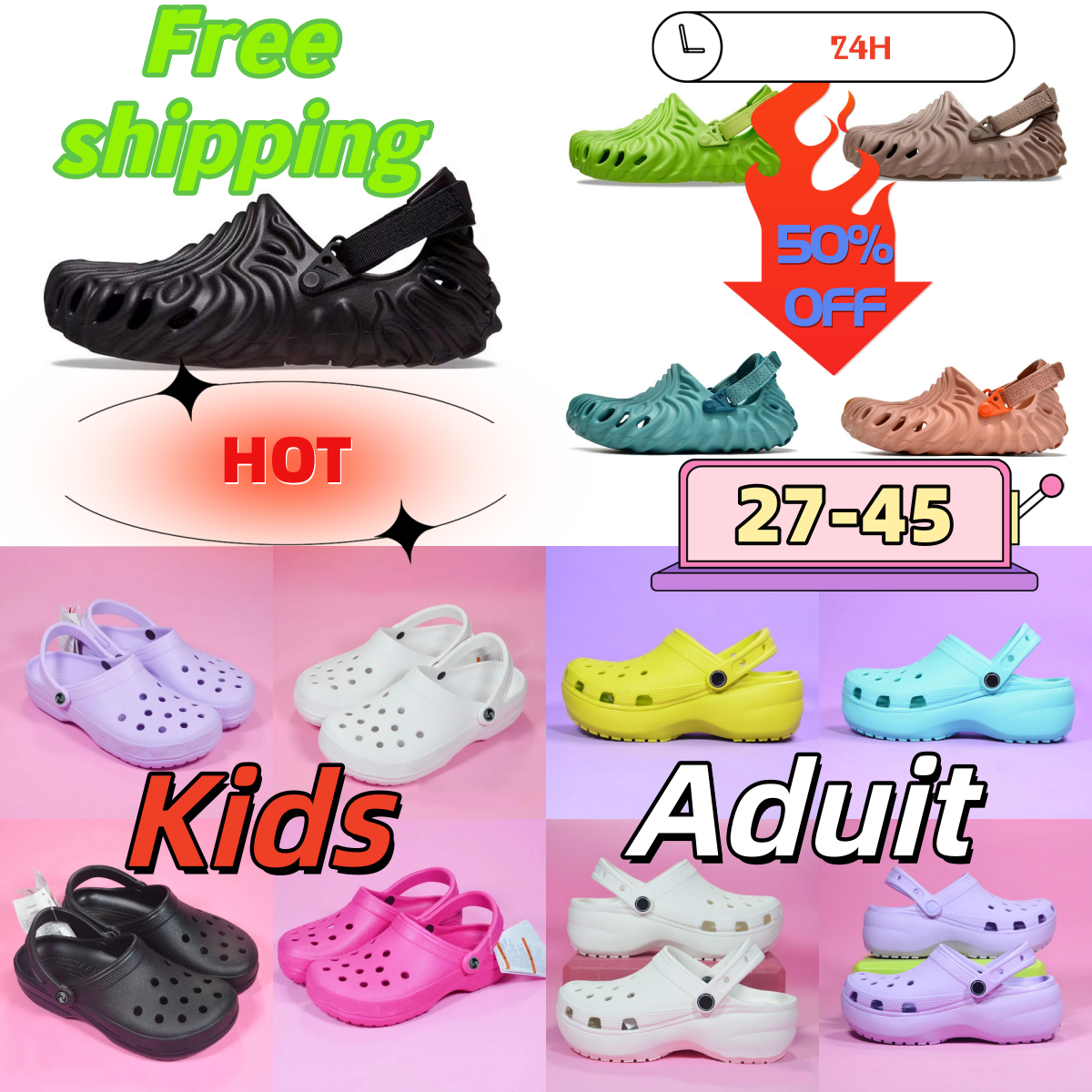 Designer sandals crcoshoes kids mens sandals boys grils Platform clogs classic pollex women men slides slippers sliders Sandale outdoor kids sand
