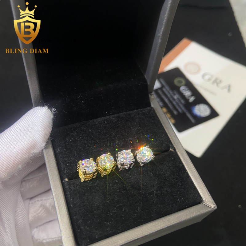 Fashion Hip Hop Earring 65mm VVS1 Iced Out Moissanite Diamond Earrings 925 Sterling Silver Earrings with GRA Certification