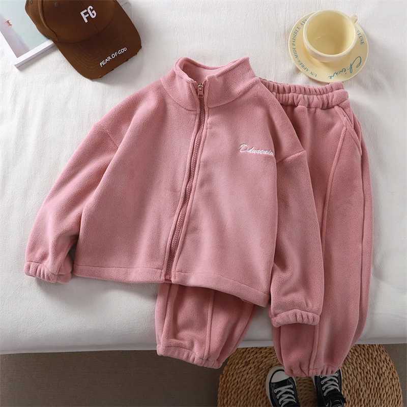 Boys Girls Plush Sets Children Autumn Winter Warm Fleece Suits Baby Thickened JacketsPants 2Pcs Outfits Kids Casual Clothing C250912