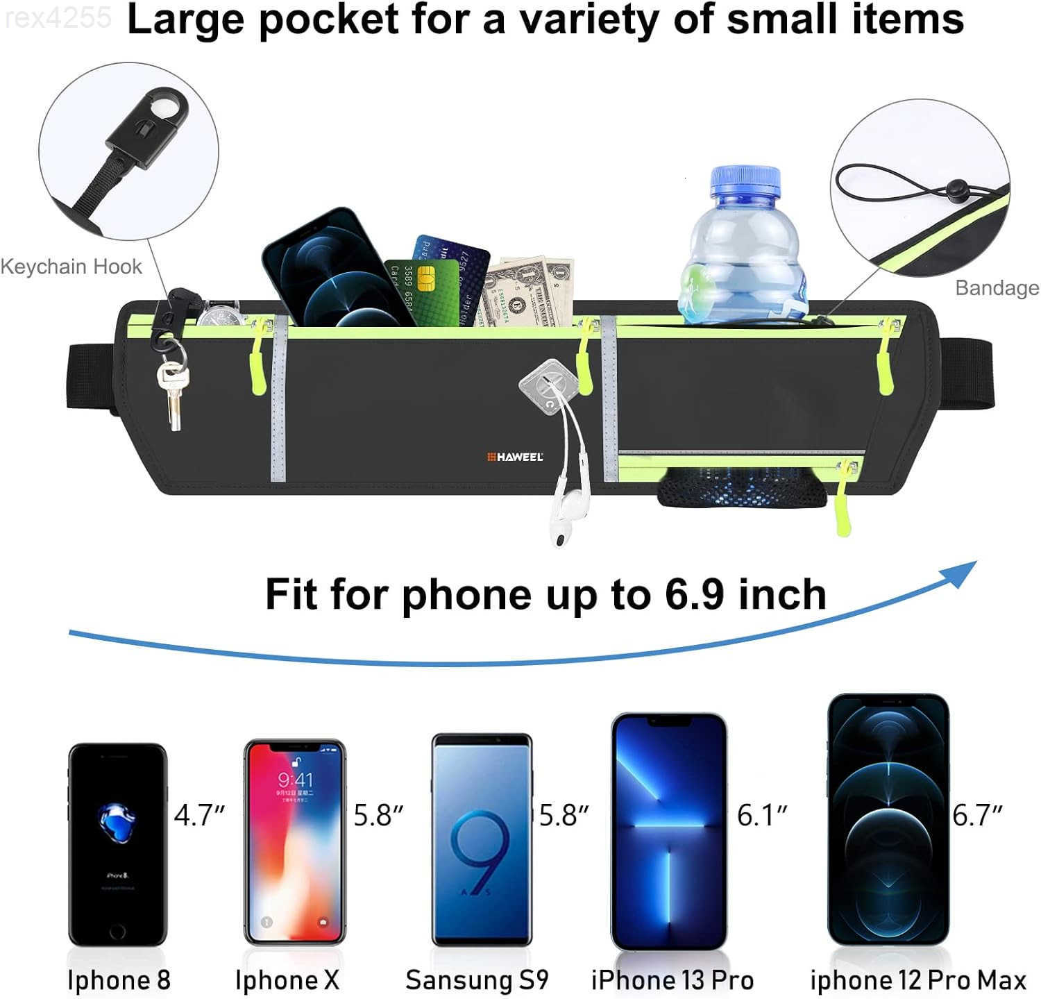 Running Fanny Pack Waist Bag Phone Holder Belt with Water Bottle Holder Suitable for Runner Cycling Hiking Accessories for iPhone 12 Plus Samsung Gala