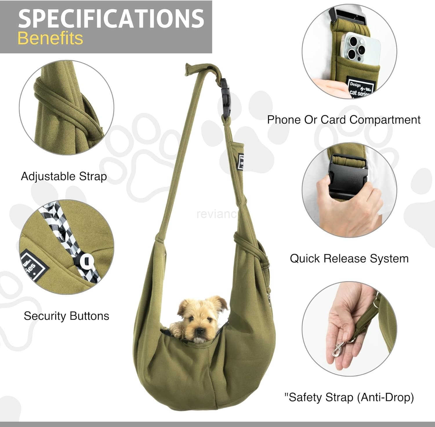 Dog Sling Carrier for Small Dogs Cats Reversible Soft Pet Carrier Adjustable Strap HandsFree Puppy Carrier for Dogs 015 lbs Lightweight Comfortable Sl