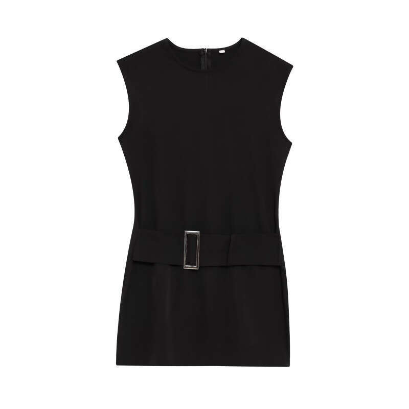 DHEssentials 2025 New Style Women's Fashion Belt Double-Sided Fabric Sleeveless Mini Dress 0264870