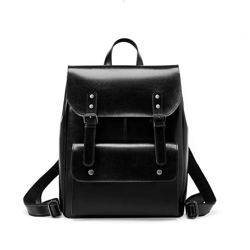Women's Wear-Resistant Cowhide Laptop Backpack College Style 14Inch Large Capacity British Unisex Full Leather B5