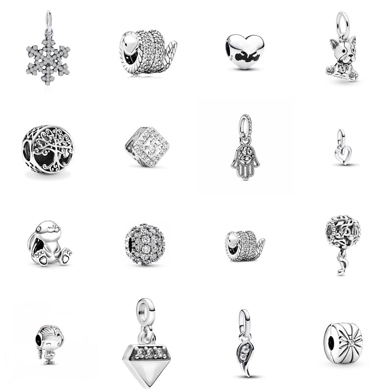 S925 Silver Designer Charm Love Animal Diamond Inlaid Dog Animal Bracelet DIY Hanging Bead Free Shipping