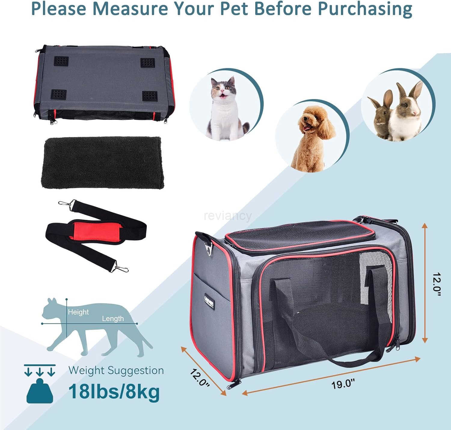 Kennel Pet Carrier for Small Dogs Cats Puppy Airline Approved Cat Carriers Dog Carrier Collapsible Travel Handbag Car Seat Large 19 x 11 x 11 Floral P