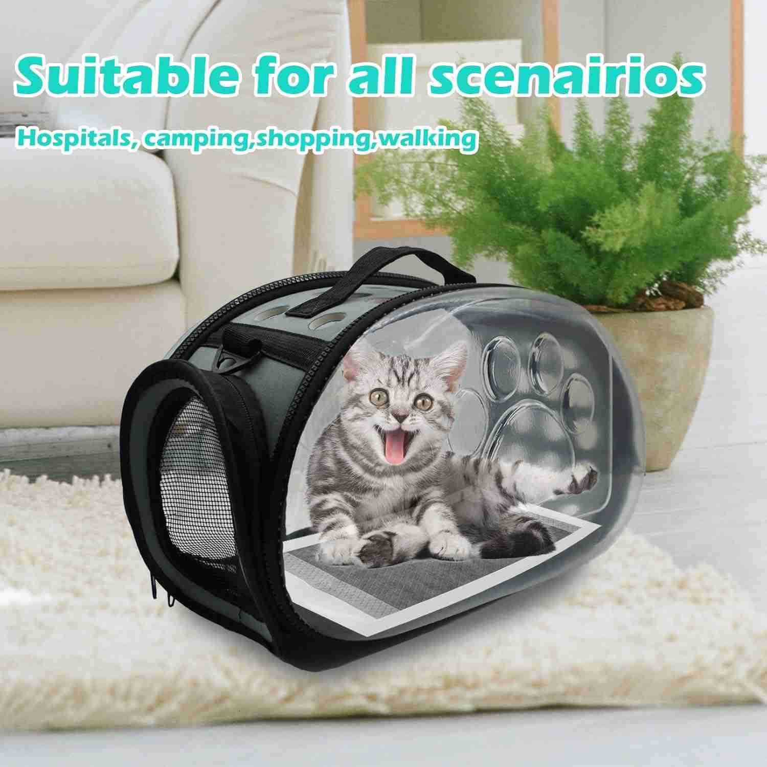 Carrier Bag for Guinea PigPortable Small Animal Carriers PouchOutgoing Rabbit Travel Carrying Case with 10PCS Disposable Underpads Breathable Transpar