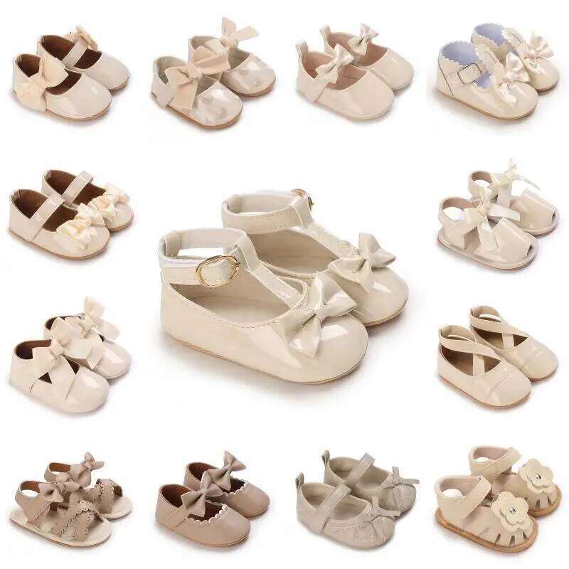 Spring and Autumn Fashionable Classic Girl Baby Sweet PU Princess Rubber Sole Anti slip Walking Shoes