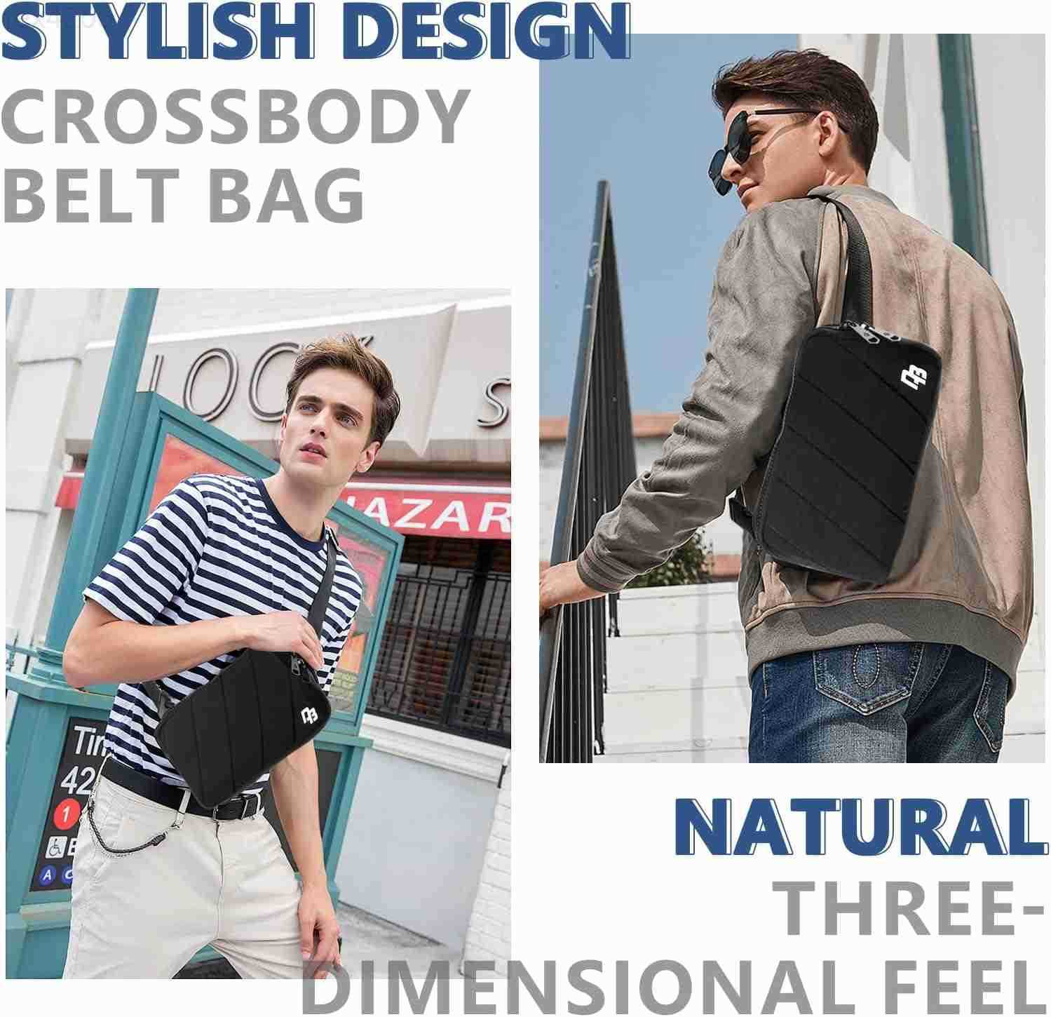 Fanny Pack for Woman Man Crossbody Bag with Lightweight Design Adjustable Crossbody Waist Chest Strap 1L Belt Bag for Gym Hiking Travel BlackW250912