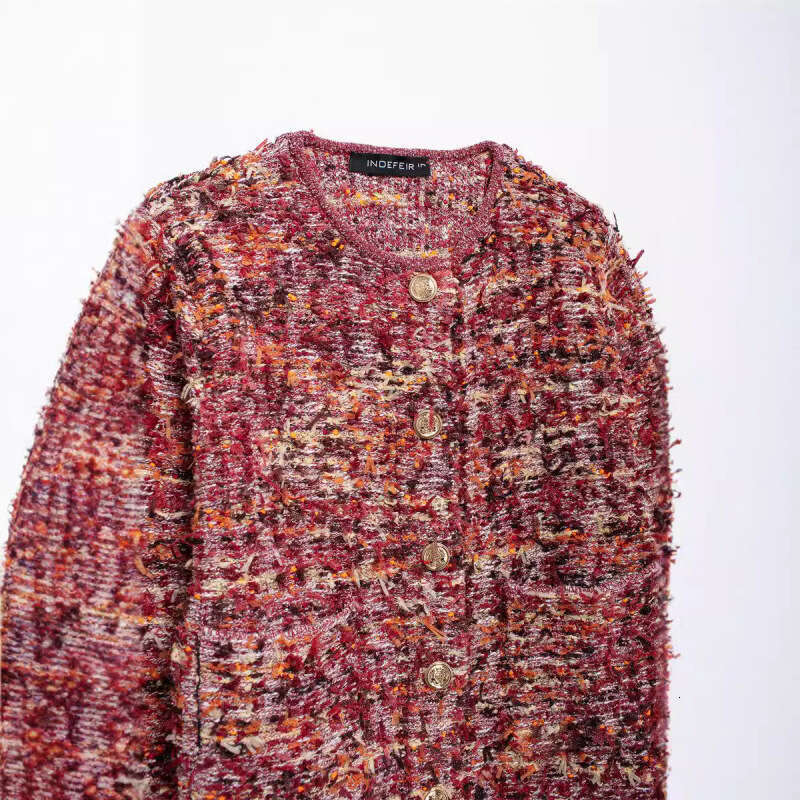 DHEssentials 2024 Autumn New Style Women's Fashion Small Fragrance French Heavy Craft Round Neck Long Sleeve Jacket 4192107