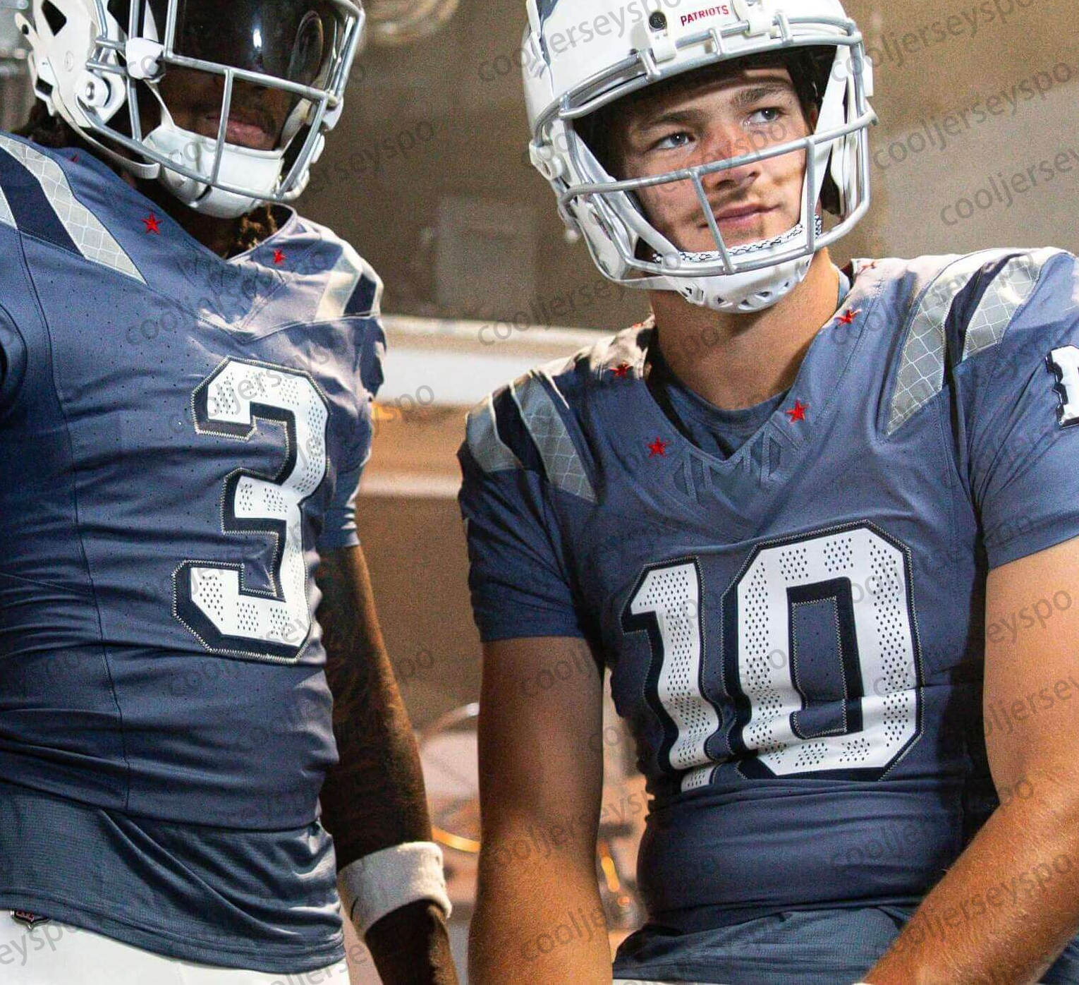 Custom Football Jersey 10 Drake Maye 32 TreVeyon Henderson 8 Stefon Diggs 0 Christian Gonzalez 12 Brady Mike Vrabel Men S-XXXL