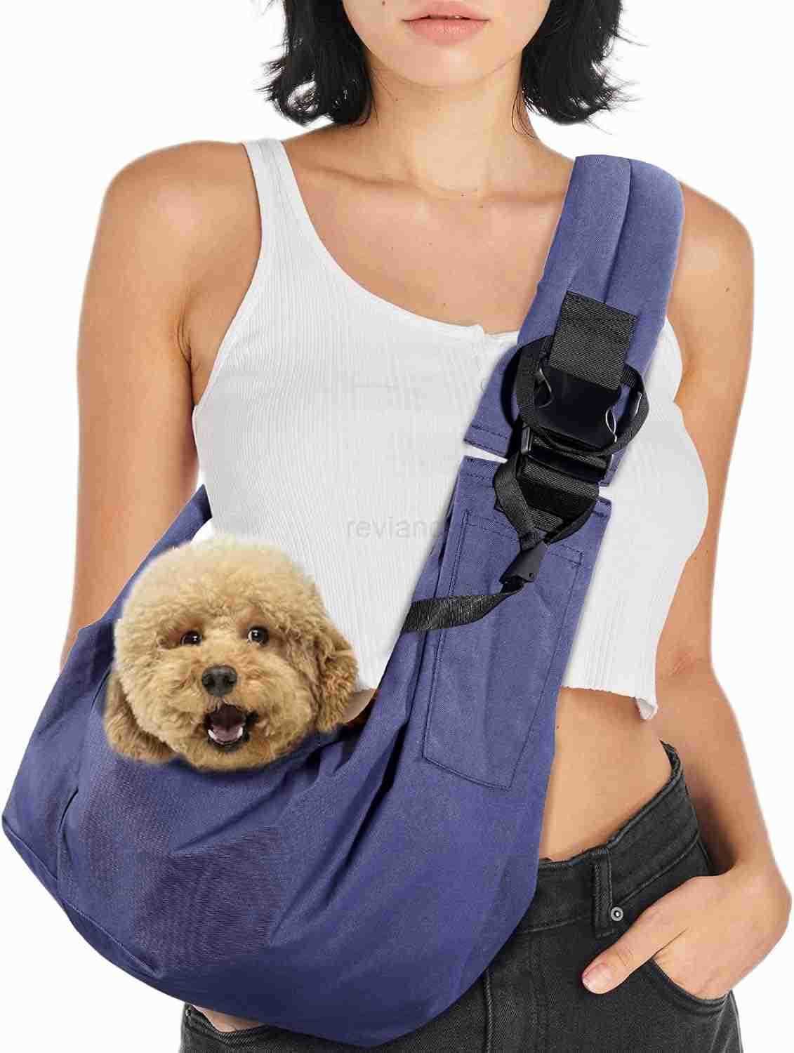Dog Sling for Small Dog Cats Under 15lbs HandsFree Crossbody Pet Carrier with Adjustable Padded Strap Extra Pocket Safe Soft Pouch Bag for Puppies Wal
