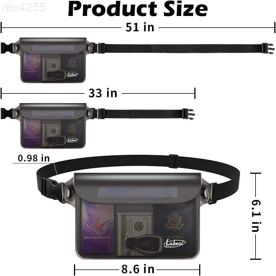 Waterproof Fanny Pack 2 PCS Waterproof Pouch with Waist Strap Fanny Pack to Keep Phone and Valuables Dry for Swimming Kayaking Boating SnorkelingW2509