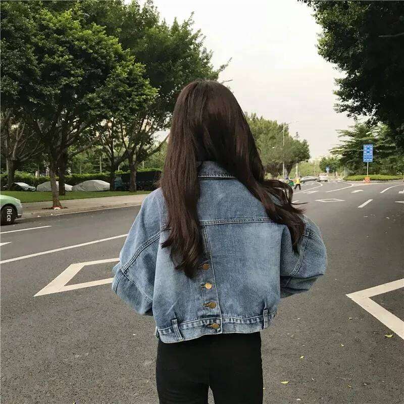 Spring And Autumn New Style Vintage Korean Batwing Sleeveless Denim Jacket Women's Cropped Versatile Loose Fit Blazer