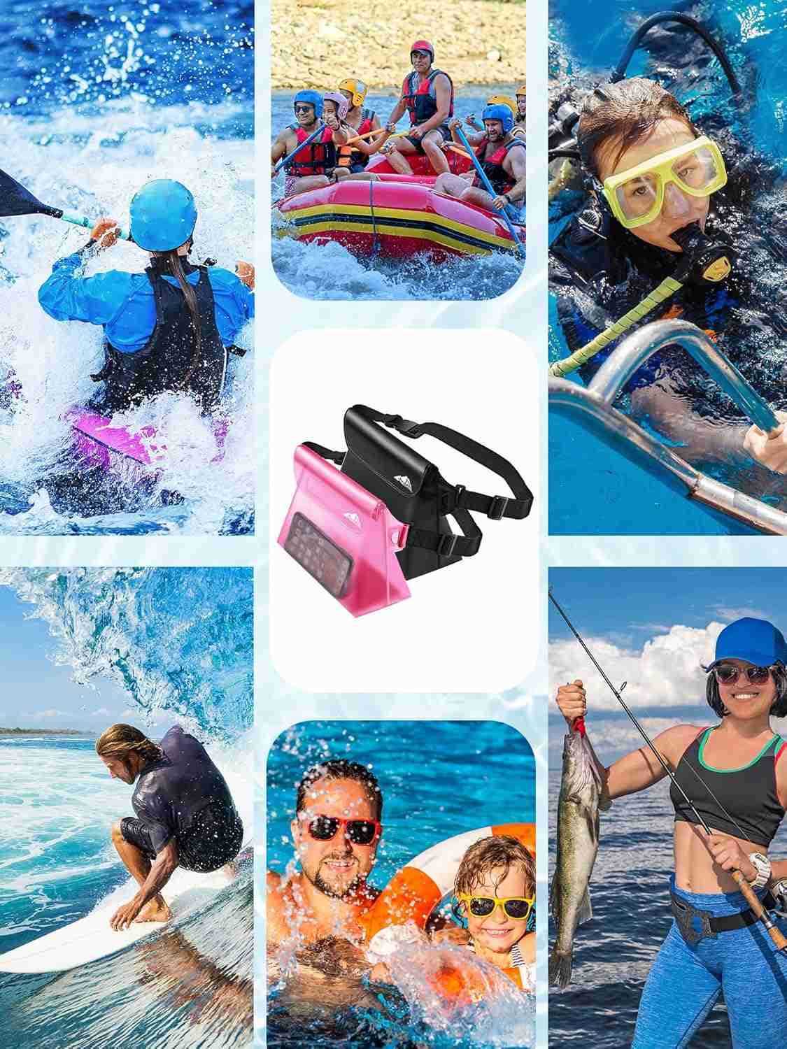 234 Pack Waterproof Pouch with Waist Strap Screen Touchable Dry Bag with Adjustable Belt for Phone Valuables for Kayaking Swimming Snorkeling Boating 