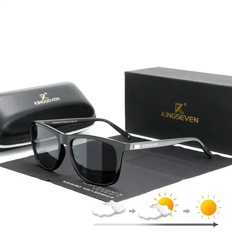 KINGSEVEN Aluminum Sunglasses Men Polarized Pochromic Sun Glasses Womens Accessories Outdoor Sports Eyewear UV400 250912