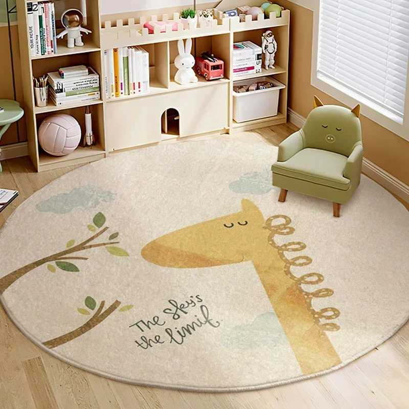 Cartoon Style Bedroom Decor lion pattern Carpet Cute Round Carpets for Living Room Thick Plush bedside Rug Fluffy Soft Floor Mat C250912
