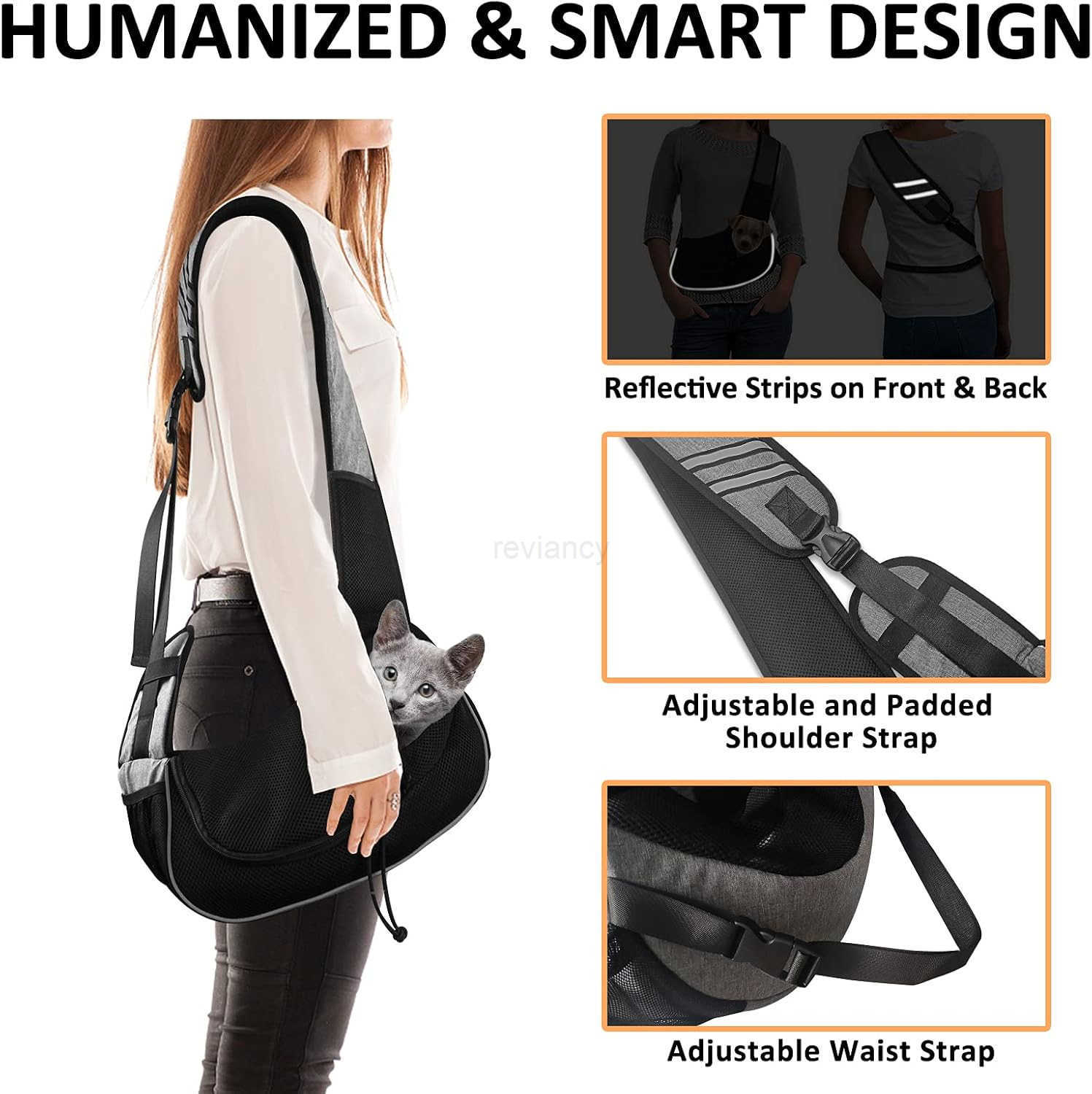 Dog Carriers for Small Dogs Breathable Pet Sling Carrier Travel Cat Carrier Puppy Carrier Hands Free Dog Carrying Bag for 5lb Dogs Klein Blue SW250912