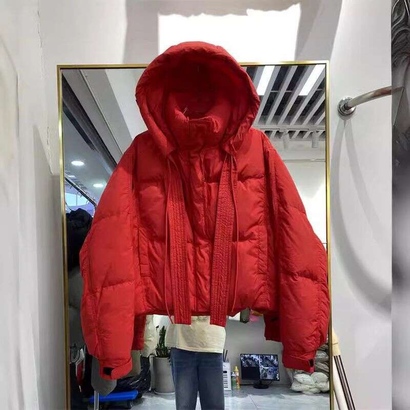 Women's Clothing Short Hooded Thickened Fashionable Small White Duck Down Jacket
