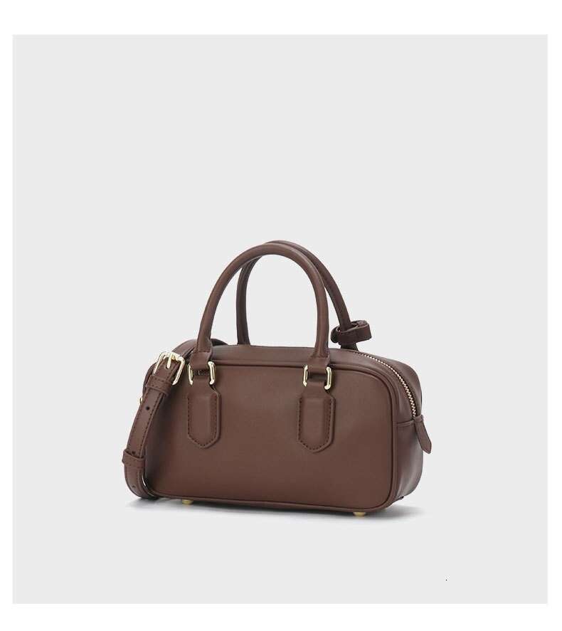 Summer Crossbody Versatile Shoulder Large Capacity Commuter Bowling Korean Niche Genuine Leather Women Bag