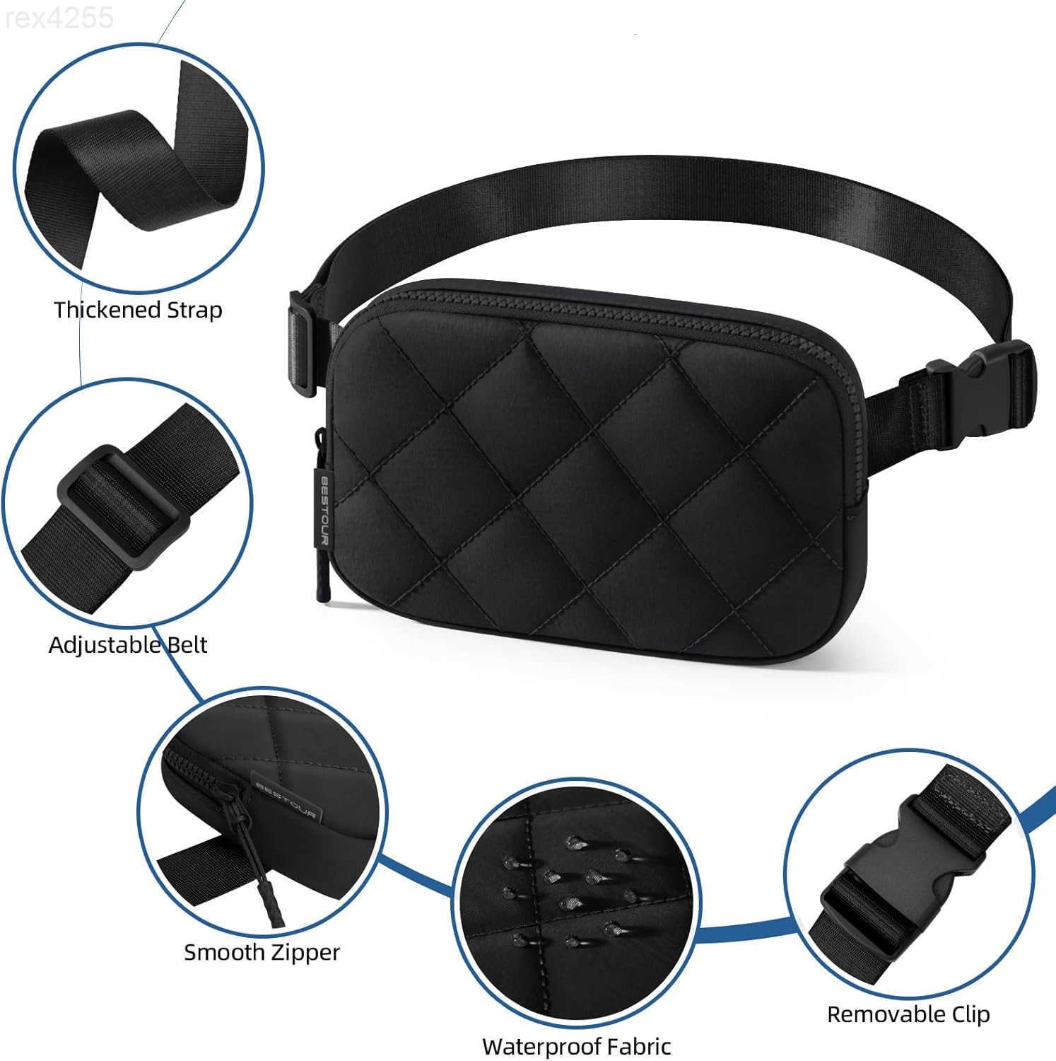 Fanny Pack for Women Men Waterproof Belt Bag with Adjustable Strap Back AntiTheft Zipper Pocket Lightweight Crossbody Bag for Travel Workout Running B