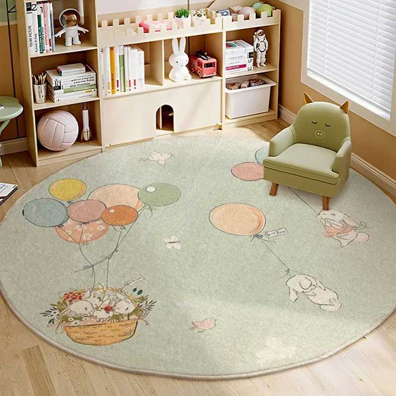 Cartoon Style Bedroom Decor lion pattern Carpet Cute Round Carpets for Living Room Thick Plush bedside Rug Fluffy Soft Floor Mat C250912