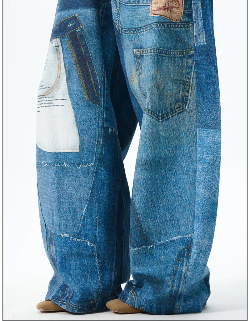 G6676# Blue Men Women Jeans Fashion Vintage Streetwear Y2K Wide Leg Jean Trouser Baggy Denim Pants