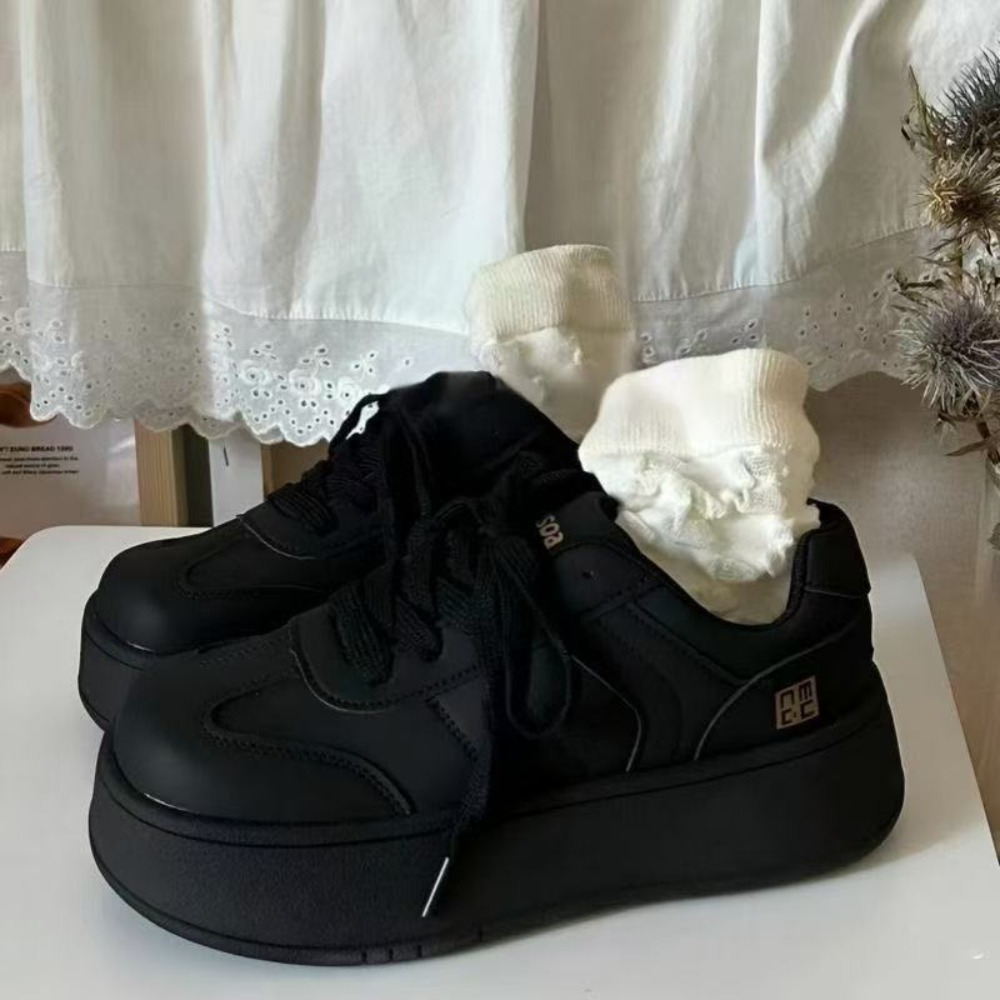 Women Casual Sneakers Spring Fashion Women High Quality Flats Vulcanized Shoes Ladies Platform Walking Shoes Black Rubber Outsole Breathable Zapatilla