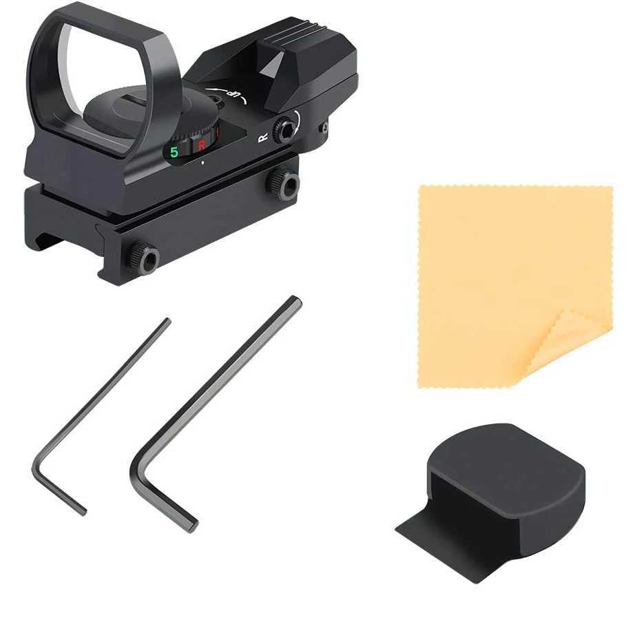 Red Green Dot Gun Sight Scope Reflex Sight 4 Adjustable Reticles Holographic Optic with 20mm Rail Mount C250912