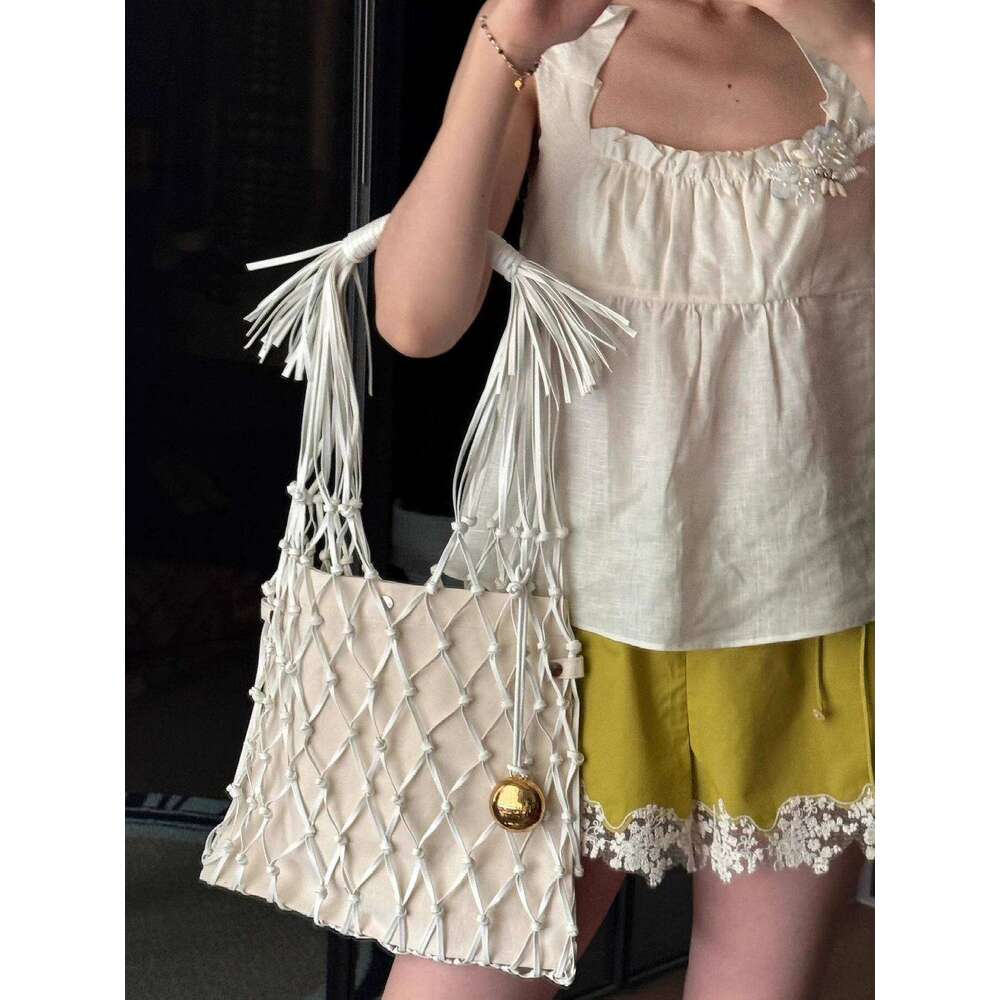 Designer Bag Tote Bag Shoulder Bag THREE New Trendy Fashion Versatile Hollow Woven Rope Design Tassel Strap Single Shoulder Handbag For Women