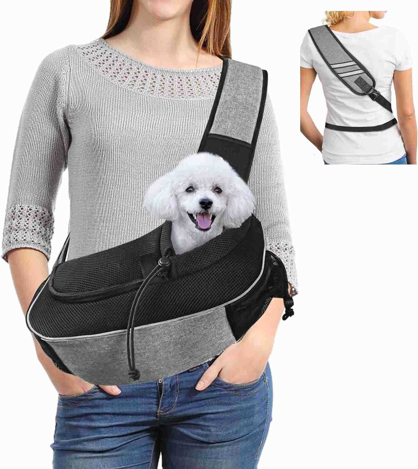 Dog Carriers for Small Dogs Breathable Pet Sling Carrier Travel Cat Carrier Puppy Carrier Hands Free Dog Carrying Bag for 5lb Dogs Klein Blue SW250912