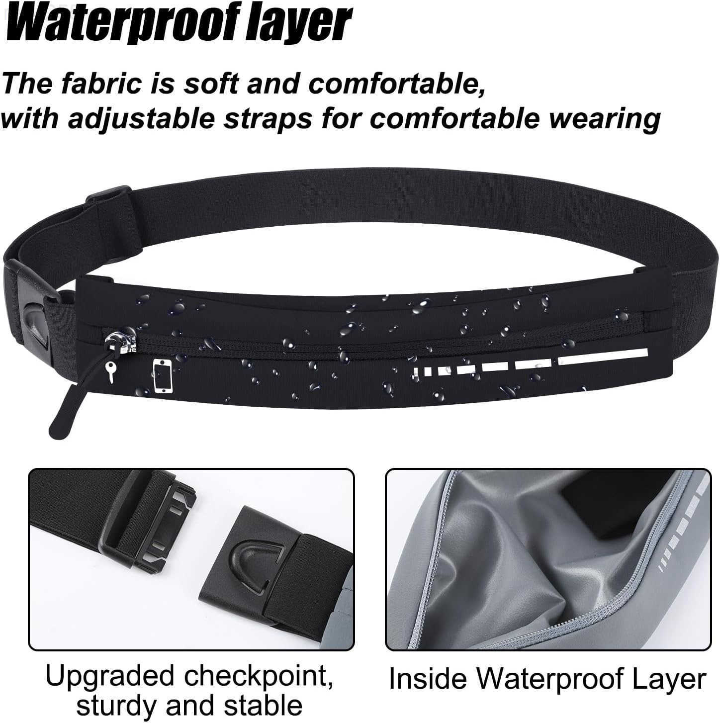 2 PCS Slim Running Belt Fanny Pack Running Phone Holder Runners Pouch Waist Pack for Workout Money Belt Running Gift Gear Accessories for Women Men Wa