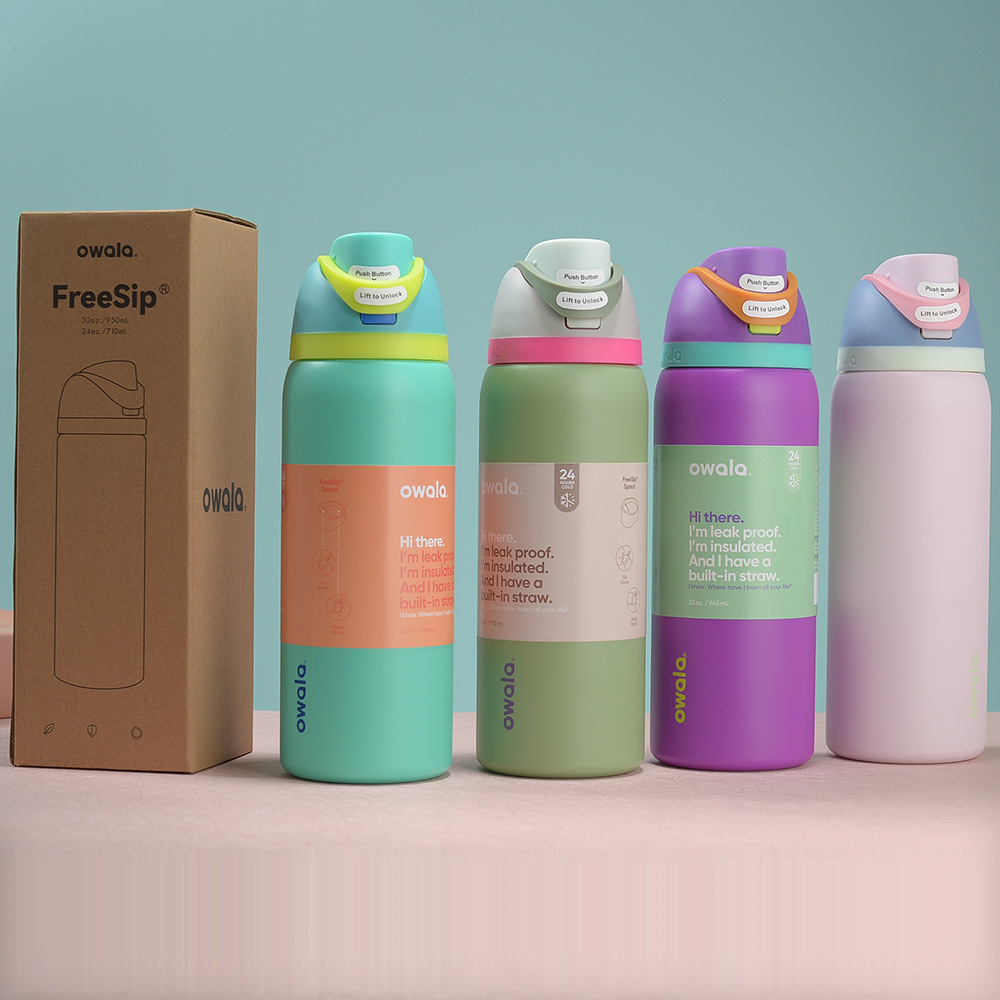 24oz 32oz Owala Tumbler Insulated Stainless Steel Water Bottle with Straw BPA-Free Sports Water Bottle Great for Travel Work School and Sports Thermos