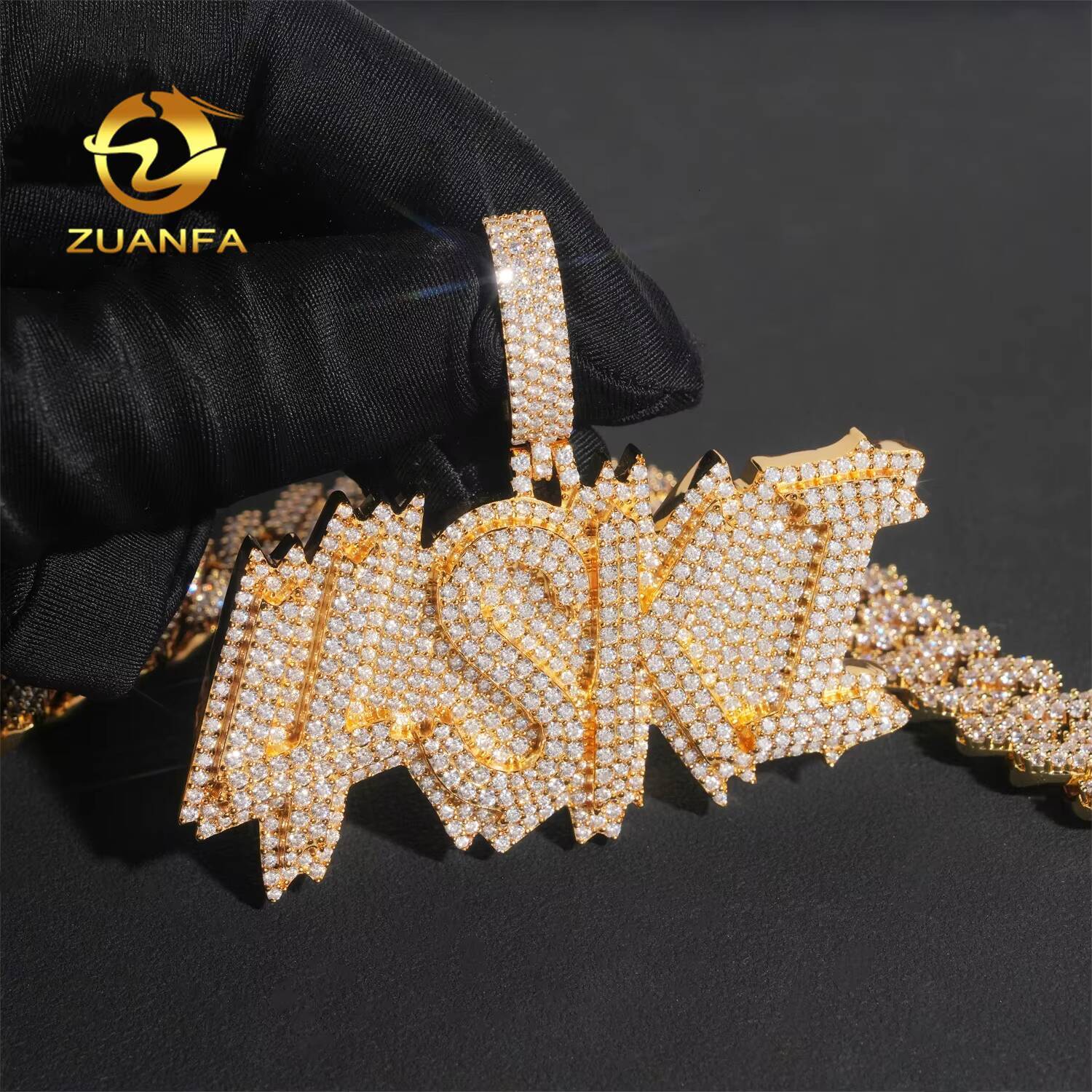 Custom Name Pendant VVS Moissanite Pendant Men Moissanite Letter Pendant Initial Name Jewelry Necklace Personal Hip Hop Pendant