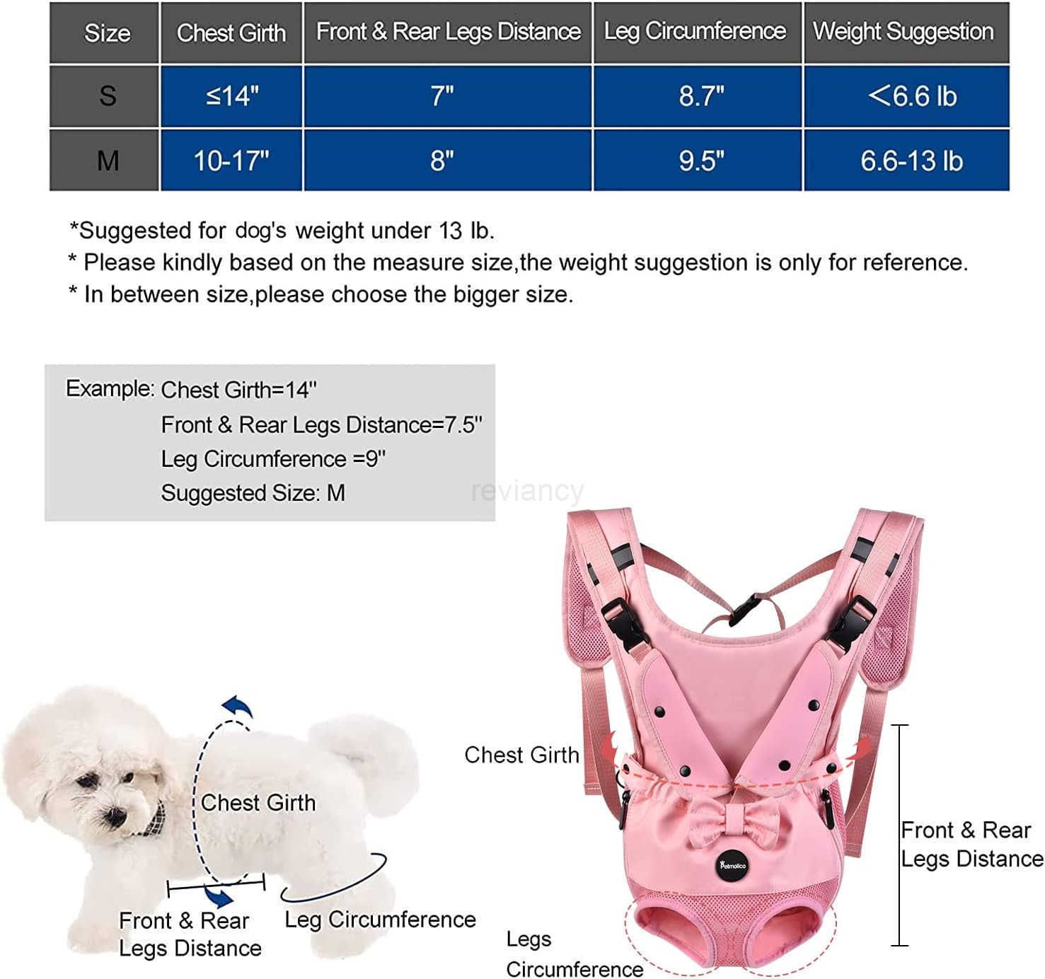 Dog Carrier Backpack Adjustbale Dog Front Backpack Legs Out Puppy Backpack for Small Medium Dogs Travelling Hiking Shopping Pink MediumW250912