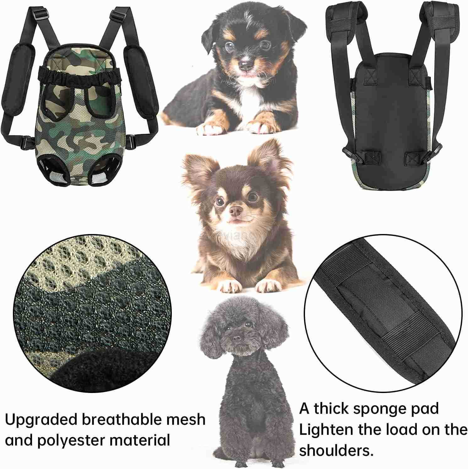 Pet Dog Carrier Backpack Legs Out Adjustable Pet Front Cat Backpack Carrier Travel Bag for Traveling Hiking Camping for Small Medium Dogs Cats Puppies