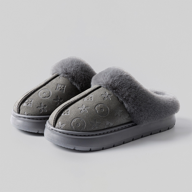 Free shipping designer slippers for mens womens flat slippers brown black grey khaki Winter New Home Shoes with Velvet Warm Thick Bottom Cotton Slippe