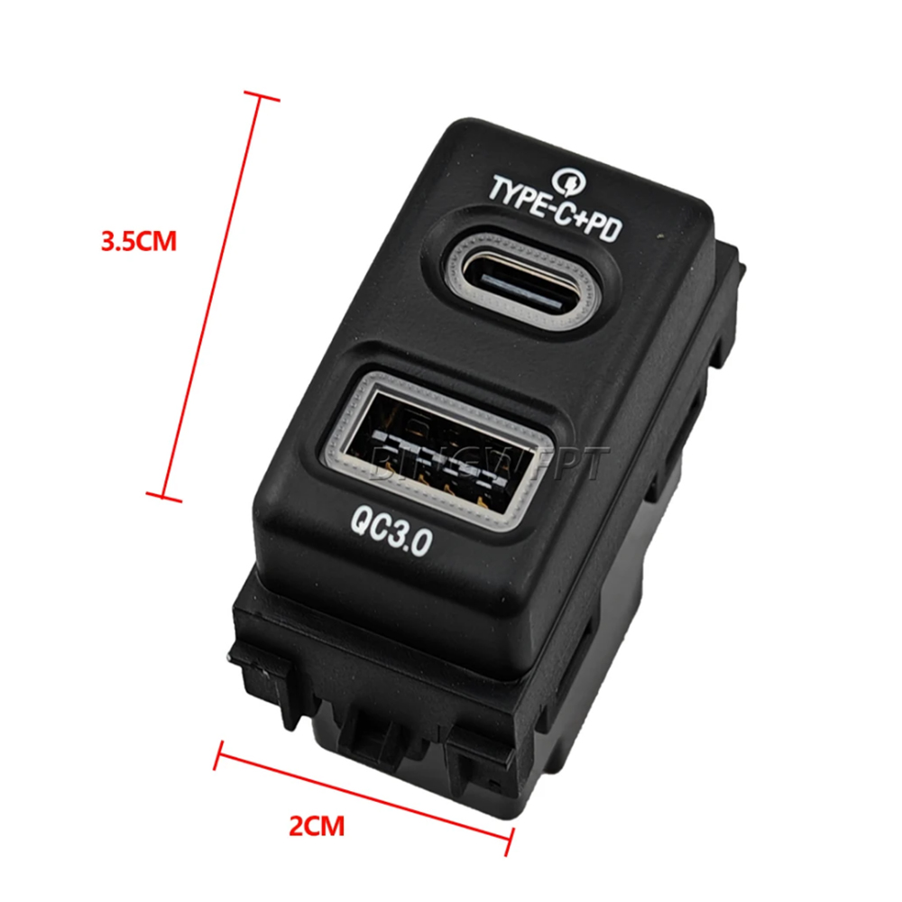1PC Car Dual Charger Adapter Socket QC3.0 USB&PD Interface Socket Adapter Suitable For Nissan Junyi Tule Teana 2004-2012
