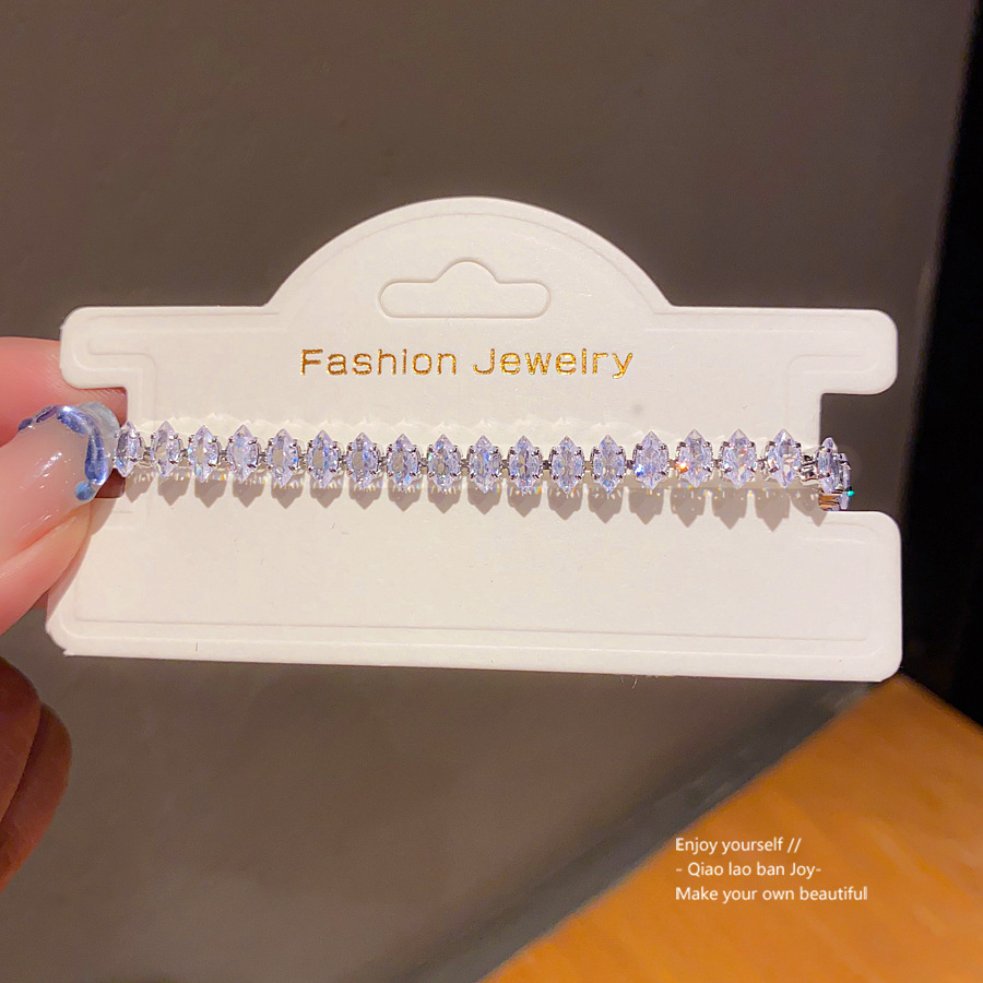 Silver - Toned Bracelet With Marquise - Shaped Crystals Delicate Daily & Sparkling Jewelry Gift For Her Elegant And Dazzling Accessory