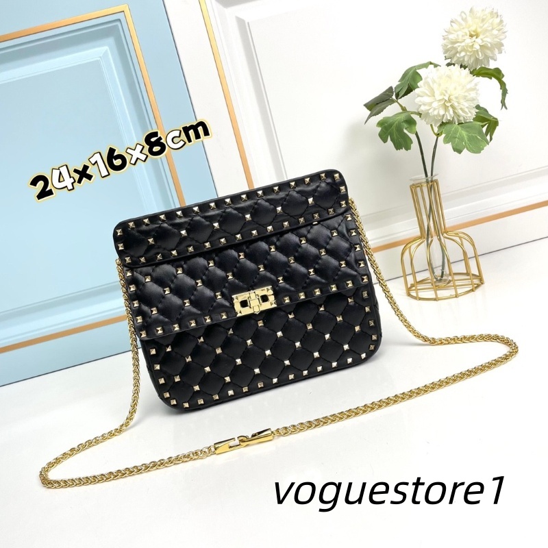 Rockstud HandBag Designer Rivet Women Luxury Shoulder Bags Fashion Chain Flap Bag Crossbody Bags Platinum-Finish Studs And Hardware