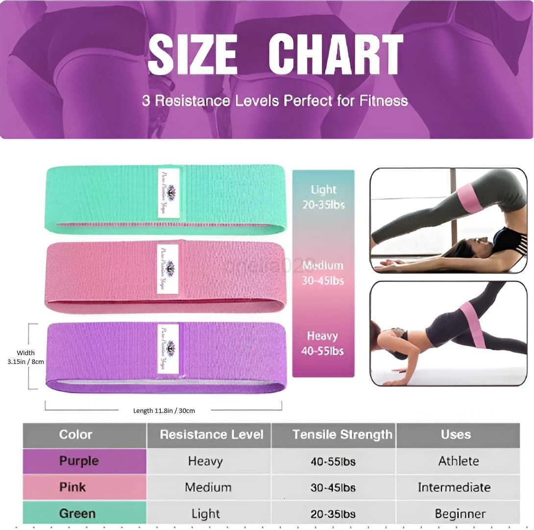 Fabric Resistance Band Set 3 Tension Bands with Carrying Bag Fabric Resistance Bands for HIPS Glutes Workouts W250912