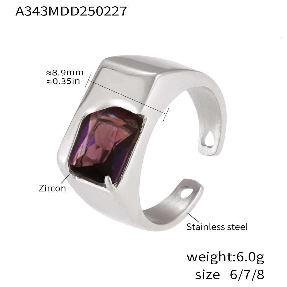 OMAIKA Trendy Cool Zirconia Open Personality Design Stainless Steel PVD Electroplated Index Finger Ring