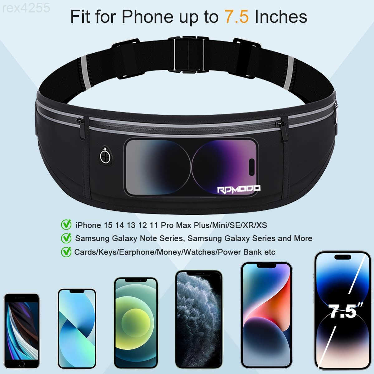 Slim Running BeltWater Resistant Fanny Pack for Women Men3 Pocket Phone Holder for Running Walking CyclingAdjustable Reflective Running Waist Bag for 