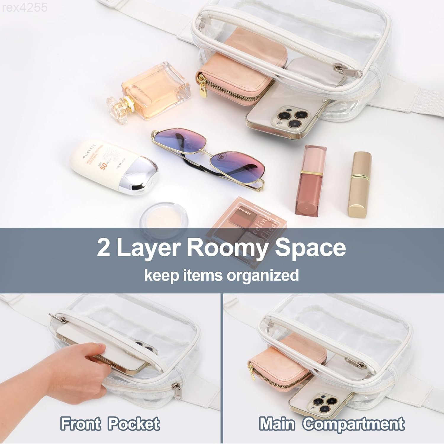 Clear Fanny Pack Stadium Approved Clear Bag for Stadium Events Large Belt Bag for Women Transparent Waist Bag Crossbody with Adjustable Strap for Spor