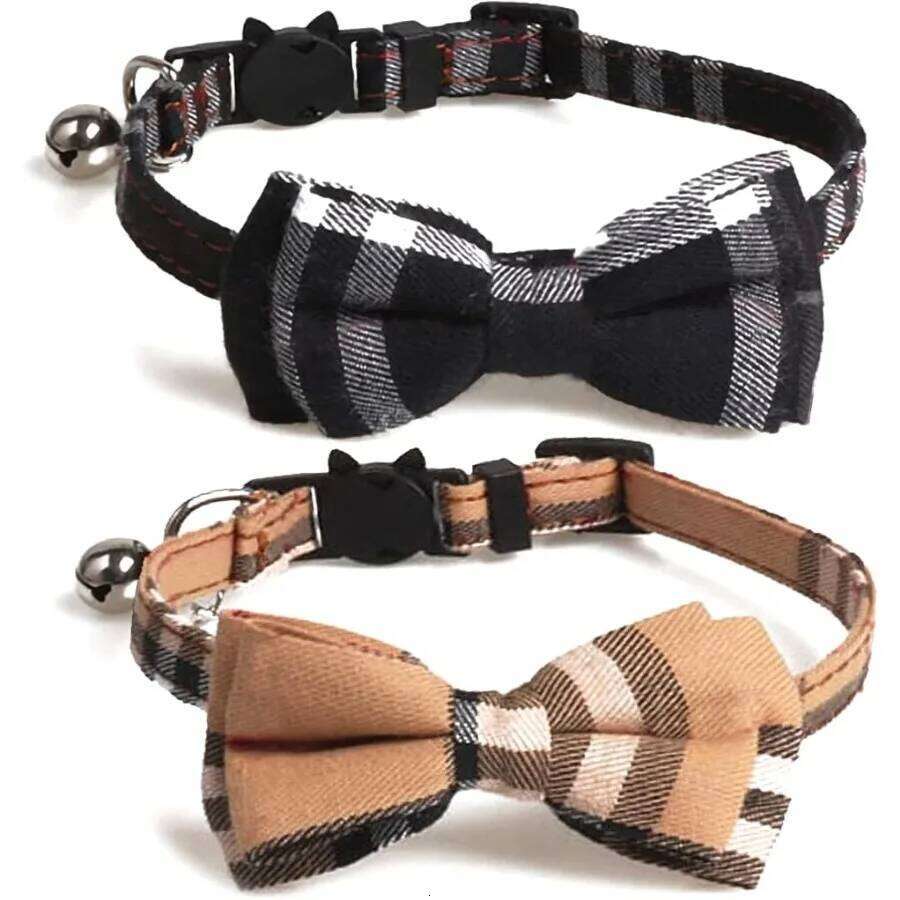 Dog Cat Collar Breakaway with Cute Bow Tie Bell for Kitty and Some Puppies Adjustable